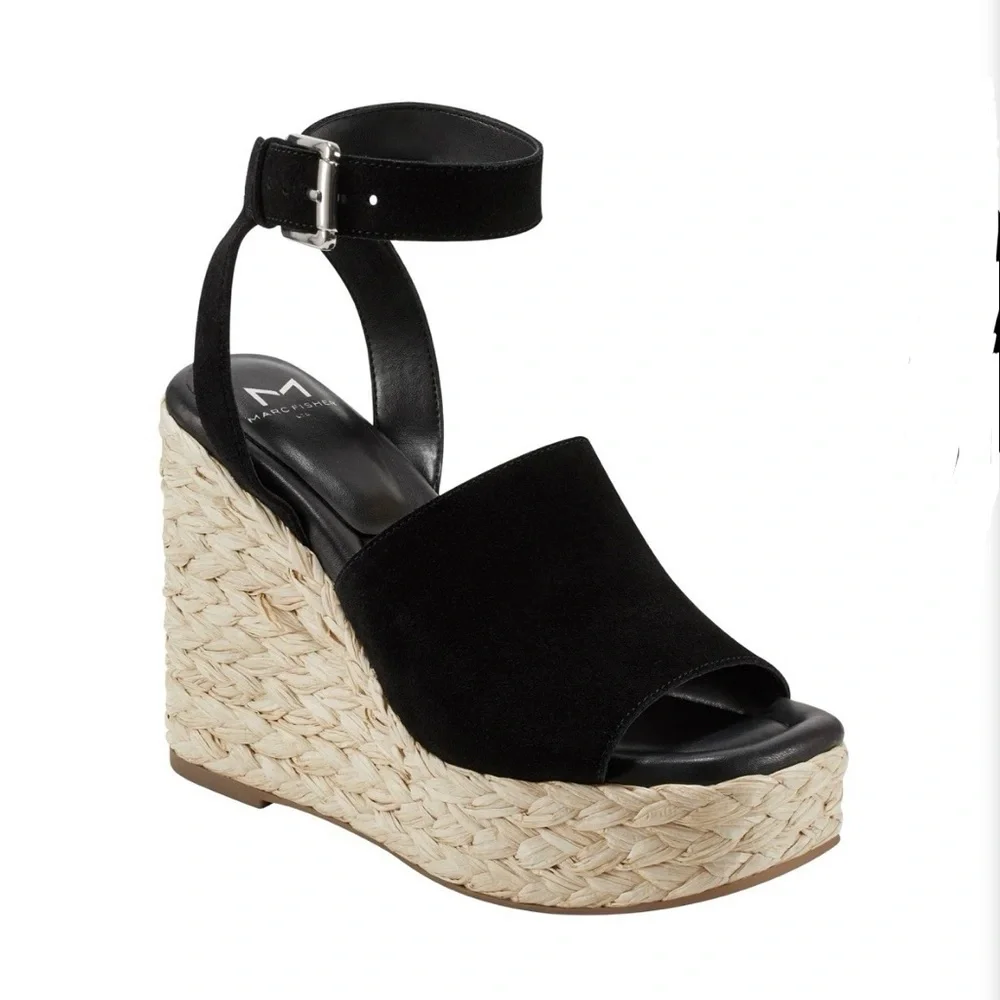 Marc Fisher Nelly Espadrille Ankle Strap Wedge Sandal in a size 9.5